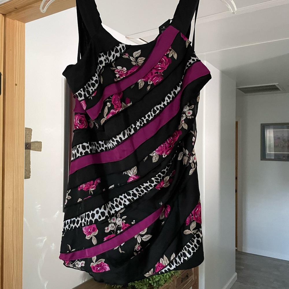 White House Black Market Jungle Dressy Blouse Tank